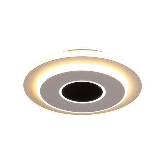 Led Mini Flush Ceiling Light - Modernist Black And White Lamp With Acrylic Shade In Warm/White