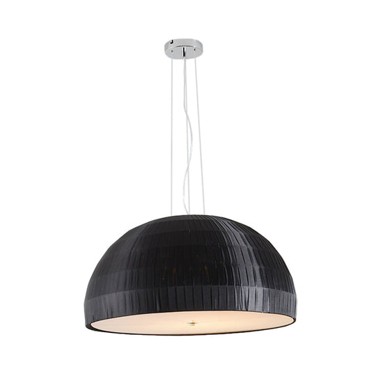Simple Black Dome Pendant Chandelier With 4 Fabric Lights – Perfect For Bedroom