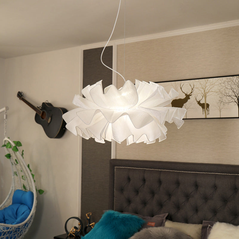 Nordic Wavy Fabric Pendant Light - Black/White 1 Head Ideal For Bedroom Ceiling