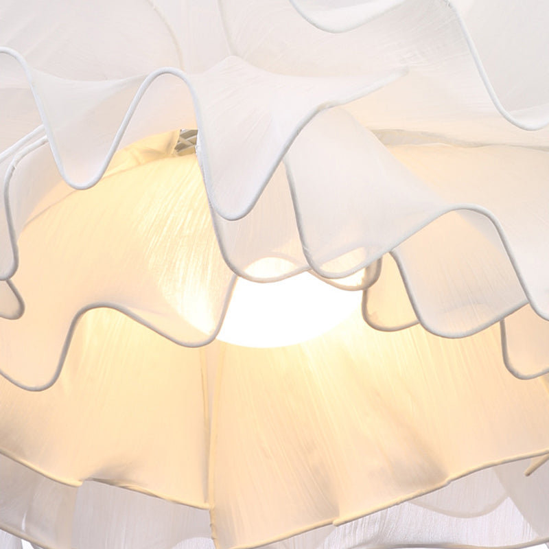 Nordic Style Fabric Wavy Pendant Light - 1 Head Black/White Ceiling Fixture For Bedroom