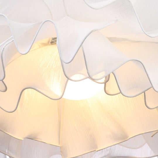 Nordic Style Fabric Wavy Pendant Light - 1 Head Black/White Ceiling Fixture For Bedroom