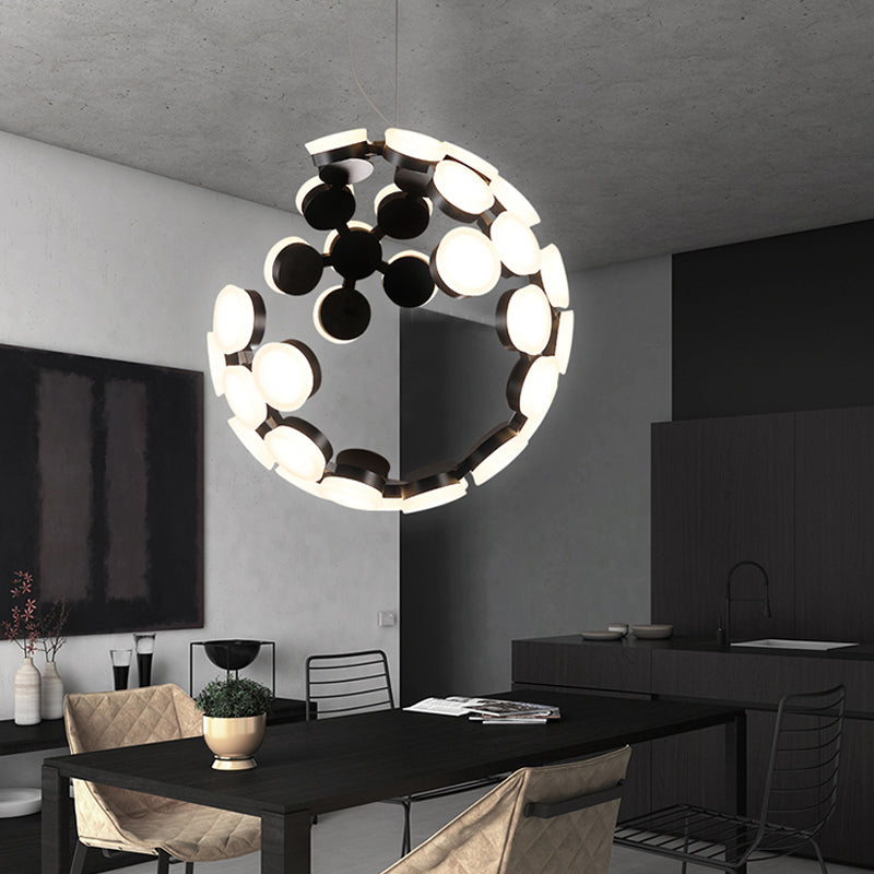Modern Acrylic Black Led Globe Chandelier For Dining Room Lighting