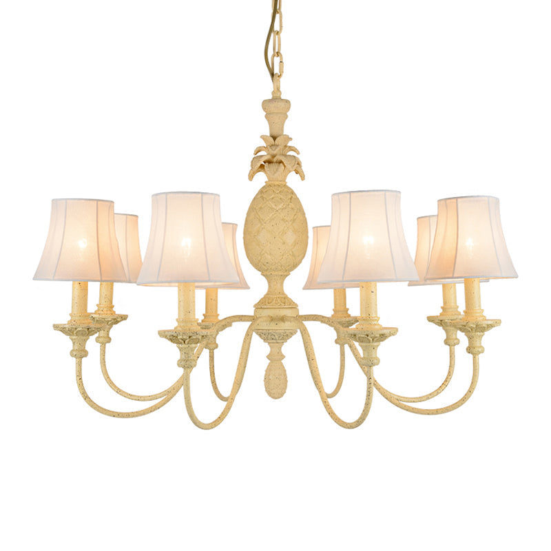 Simple Style Fabric Hanging Ceiling Light Yellow Chandelier Fixture - Empire Shade 5/8 Lights
