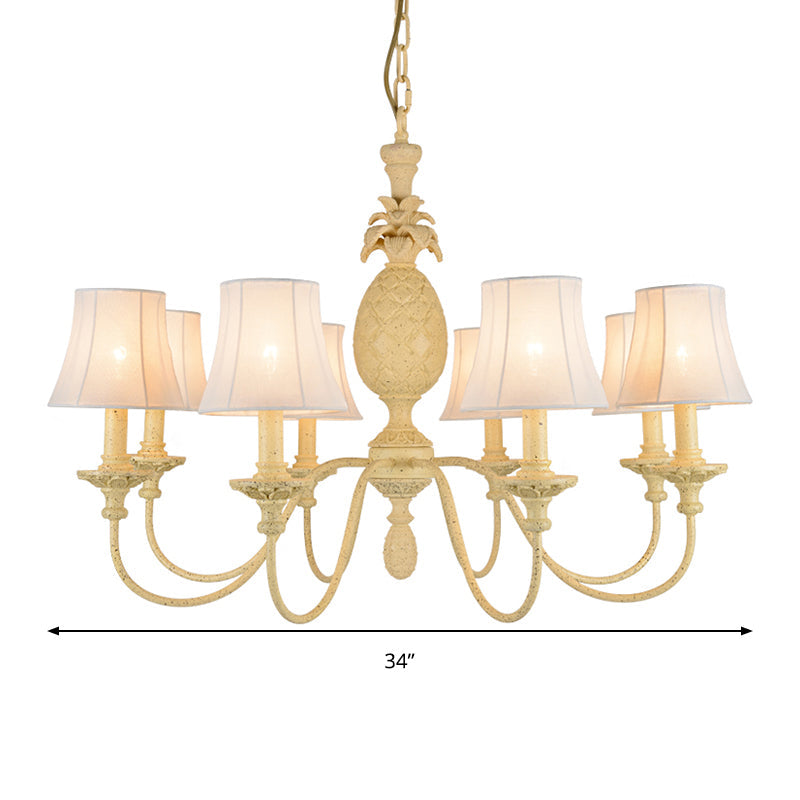 Simple Style Fabric Hanging Ceiling Light Yellow Chandelier Fixture - Empire Shade 5/8 Lights