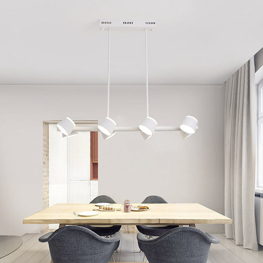 Simple Style Metal Linear Pendant Light Fixture - 8 Lights White Color Ceiling Hanging Design