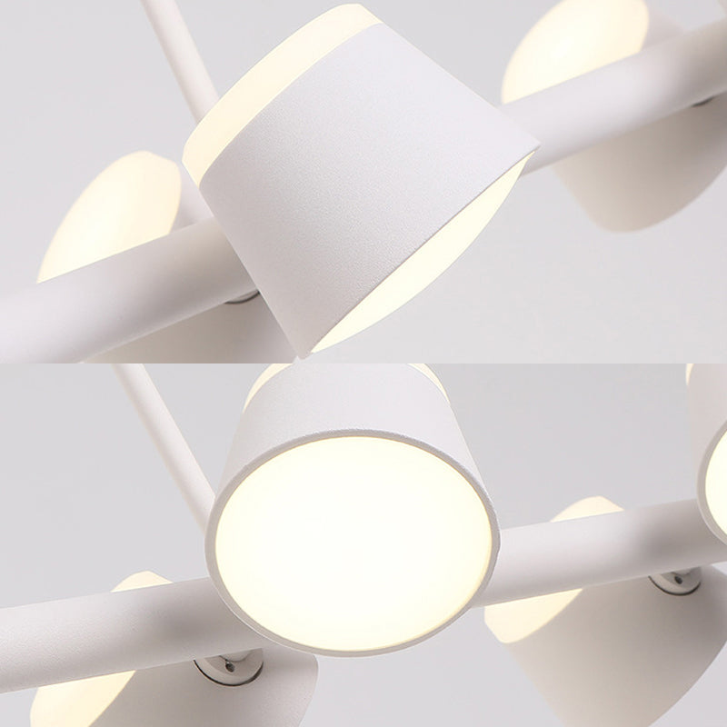 Simple Style Metal Linear Pendant Light Fixture - 8 Lights White Color Ceiling Hanging Design