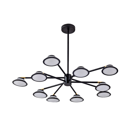 Contemporary Black Starburst Chandelier: Metal Pendant Light With 10 Heads - Ideal For Living Room