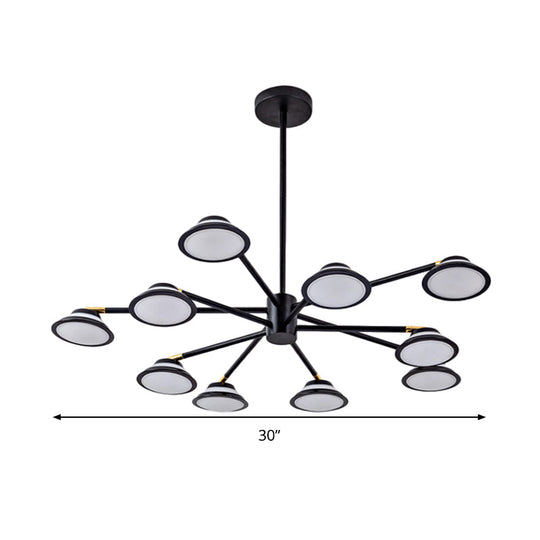Contemporary Black Starburst Chandelier: Metal Pendant Light With 10 Heads - Ideal For Living Room