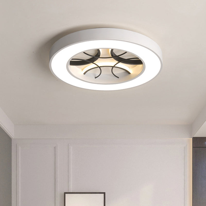 16/19.5 Modern White Led Flush Light Fixture - Round Metal Ceiling Lamp With Warm/White/3 Color / 16
