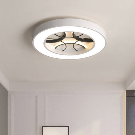 16/19.5 Modern White Led Flush Light Fixture - Round Metal Ceiling Lamp With Warm/White/3 Color / 16