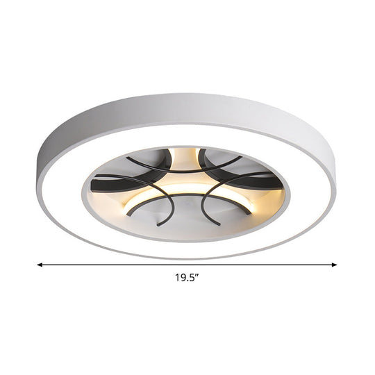 16/19.5 Modern White Led Flush Light Fixture - Round Metal Ceiling Lamp With Warm/White/3 Color