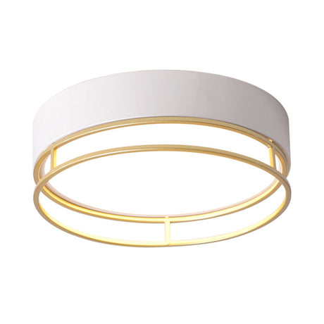 Modern Metal Drum Flush Mount Led Ceiling Light - Corridor White Warm/White/3 Color Lighting