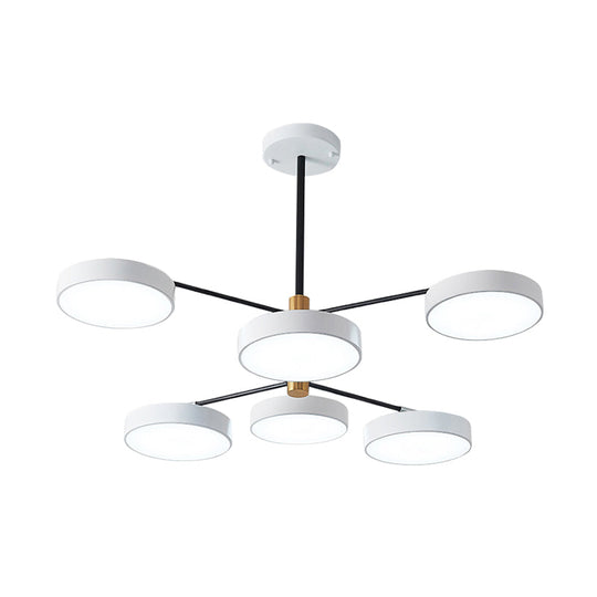 Simple Style Metal Pendant Lighting with 6 Heads, Gold/White - Branch Living Room Hanging Ceiling Light