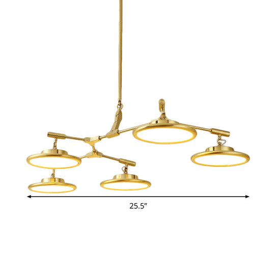 Gold Branch Chandelier Light Fixture - Modern Pendant Kit With 3/5 Heads In Warm/White