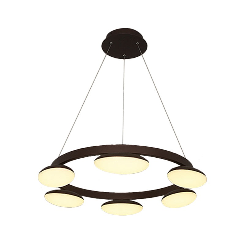 Contemporary Metal Coffee Pendant Chandelier | Circular Hanging Lamp Kit - 6/8 Heads Ideal For