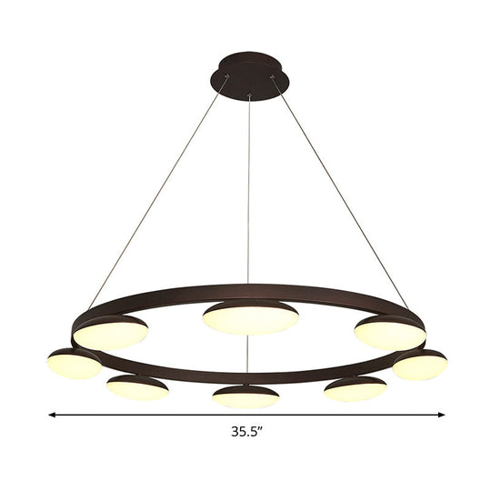 Contemporary Metal Coffee Pendant Chandelier | Circular Hanging Lamp Kit - 6/8 Heads Ideal For