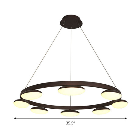 Contemporary Metal Pendant Chandelier With 6/8 Heads For Dining Room - Coffee Circular Hanging Lamp