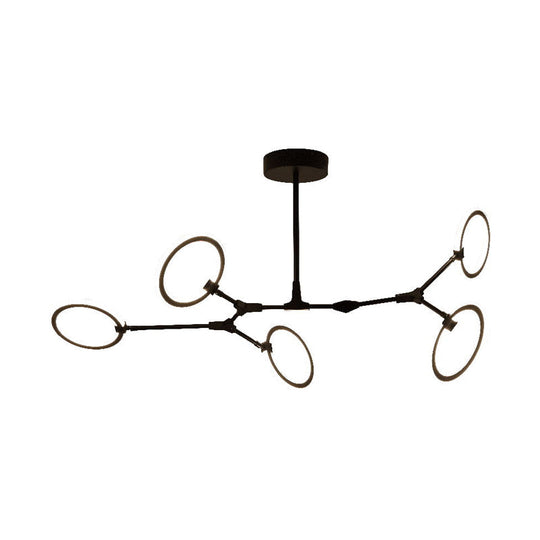 Contemporary 5-Light Metal Pendant Chandelier In Black