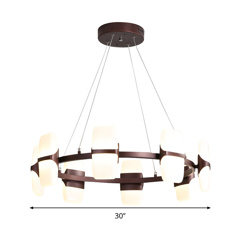 Modern Metal Circular Pendant Light Kit - 8 Coffee Chandelier 26/30 Wide + Hangable
