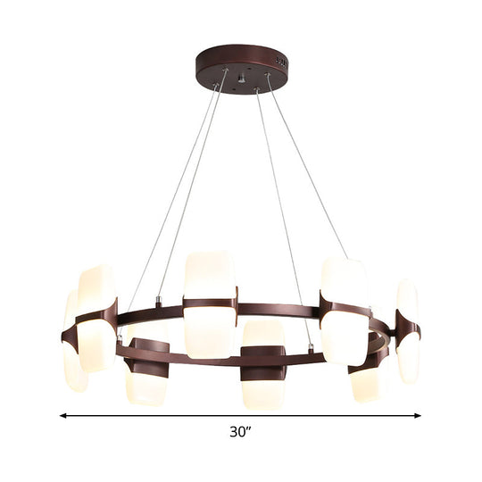 Modern Metal Circular Pendant Light Kit - 8 Coffee Chandelier 26/30 Wide + Hangable