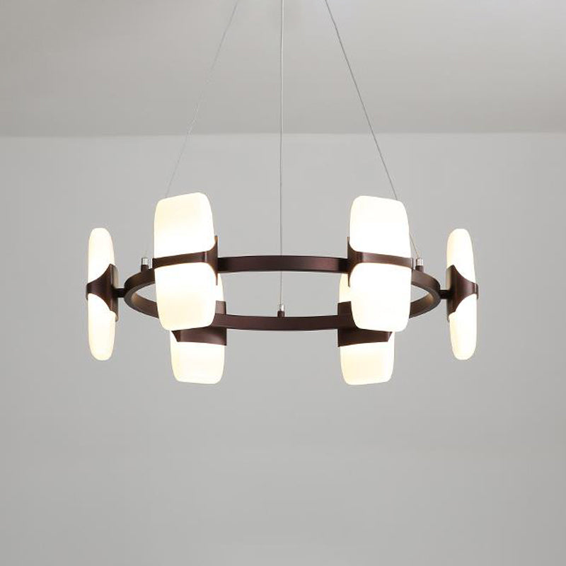 Modern Metal Coffee Hanging Chandelier - 26"/30" Wide Circular Pendant Light Kit with 8 Lights