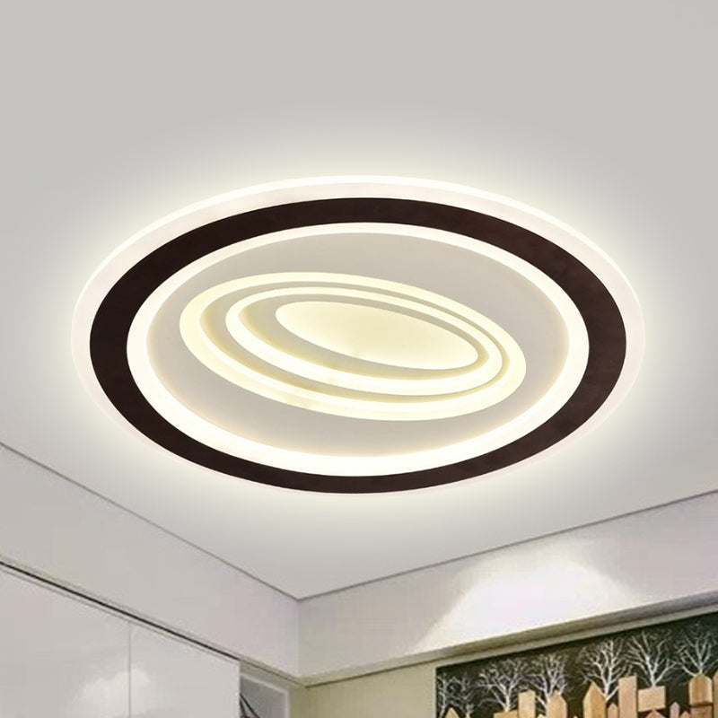 Modern Flush Mount Ceiling Light With Acrylic Led Black & White 3-Gear Settings