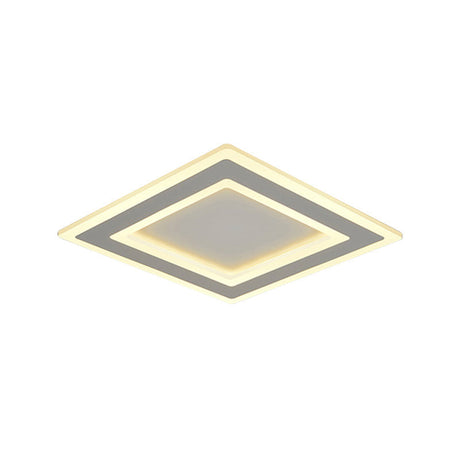 Square Frame Led Ceiling Lamp In Metallic Finish - Minimalist Bedroom Flush Lighting (Warm/White