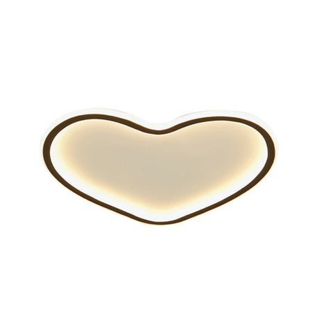 Minimal Love Shape Ceiling Flush Mount Light - Black Led Bedroom Flushmount In Warm/White With 3