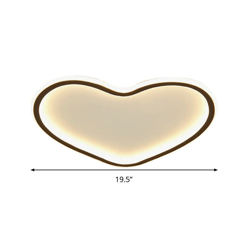 Minimal Love Shape Ceiling Flush Mount Light - Black Led Bedroom Flushmount In Warm/White With 3