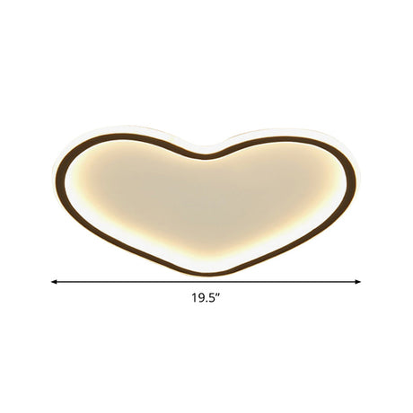 Minimal Love Shape Ceiling Flush Mount Light - Black Led Bedroom Flushmount In Warm/White With 3