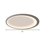 12/16/19.5 W Grey Oval Ring Ceiling Light - Nordic Style Led Flush Mount Lamp In Warm/White/3
