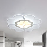 Modern 16/19.5 White Led Flower Flush Mount Ceiling Lamp With 3 Light Color Options / 16