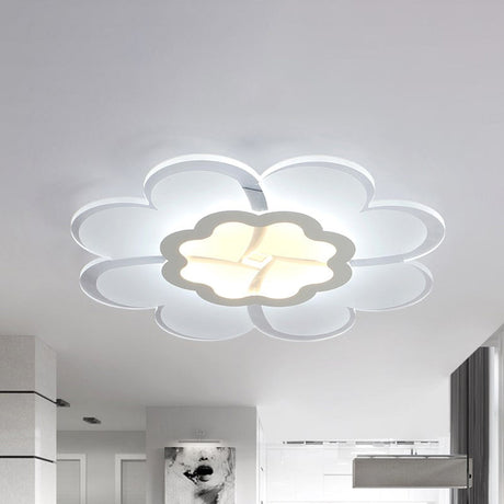 Modern 16/19.5 White Led Flower Flush Mount Ceiling Lamp With 3 Light Color Options / 16