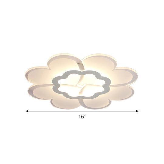 Modern 16’/19.5’ White Led Flower Flush Mount Ceiling Lamp With 3 Light Color Options