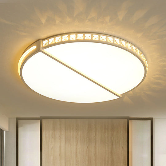 16.5’/20.5’ Simple Metallic Led Flush Mount Ceiling Light In Warm/White/3 Color With Crystal