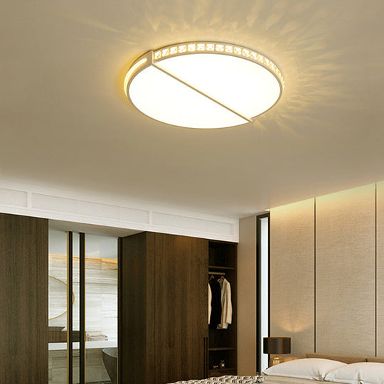 16.5’/20.5’ Simple Metallic Led Flush Mount Ceiling Light In Warm/White/3 Color With Crystal