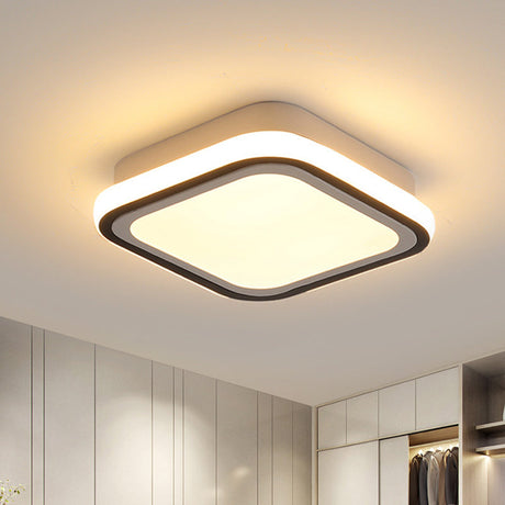 Minimalist Black Led Corridor Ceiling Flush Light With Versatile Metal Shade In White/3 Color