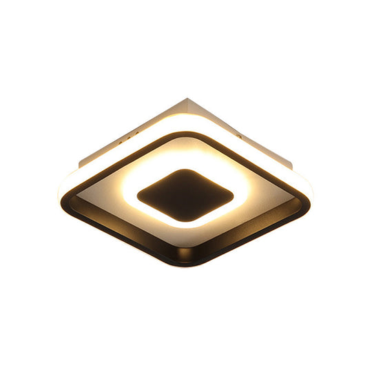 Modern Mini Led Flush Mount Ceiling Lamp With Black Frame In Warm/White/3 - Color Light Options