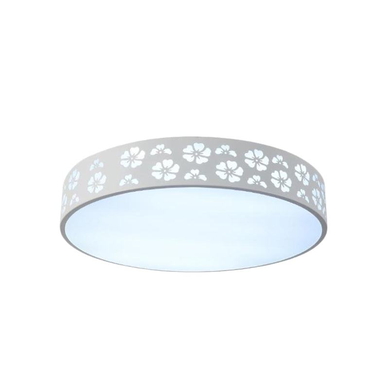 12’/16’/19.5’ Carved Flower Flush Light Led Ceiling Lamp - Modern Metallic Design With Warm/White