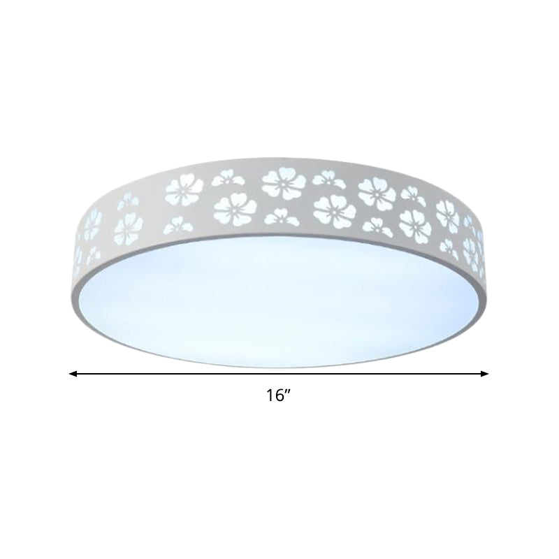 12’/16’/19.5’ Carved Flower Flush Light Led Ceiling Lamp - Modern Metallic Design With Warm/White