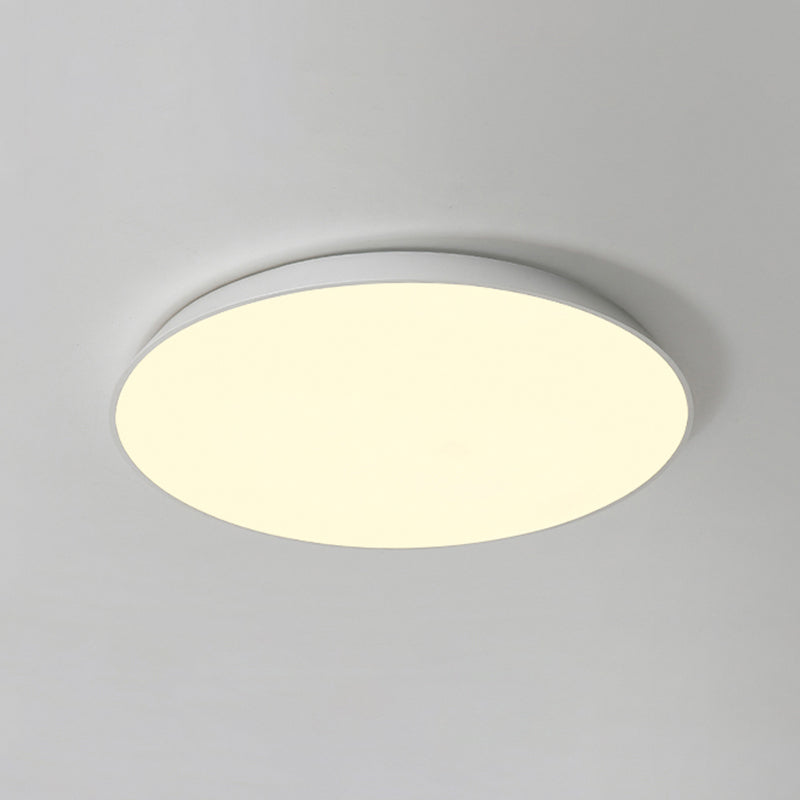 Contemporary Led Metallic Flush Mount Light - White Tray Ceiling Lamp For Bedroom