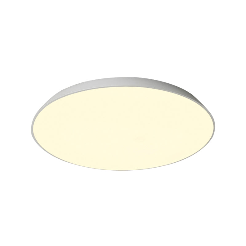 Contemporary Led Metallic Flush Mount Light - White Tray Ceiling Lamp For Bedroom