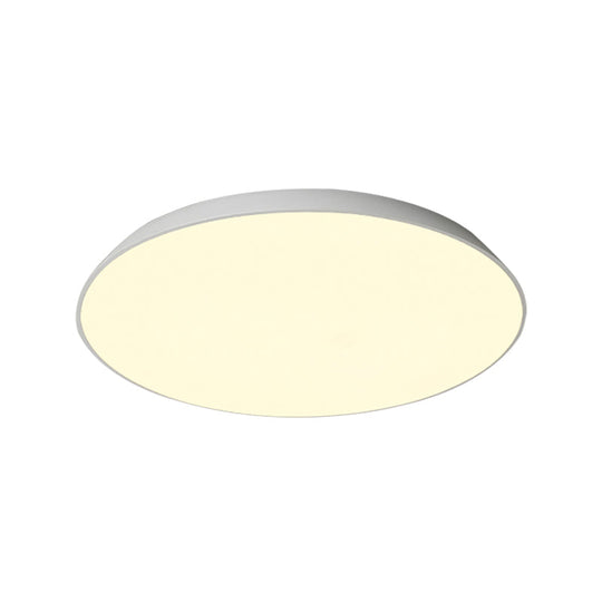 Contemporary Led Metallic Flush Mount Light - White Tray Ceiling Lamp For Bedroom