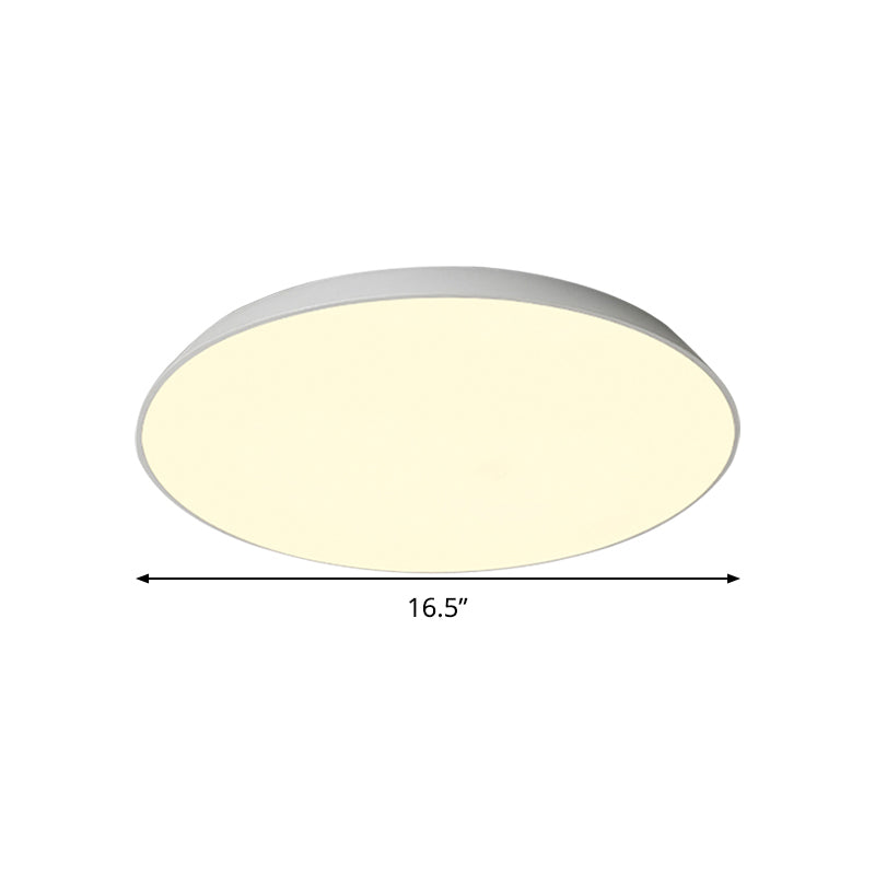Contemporary Led Metallic Flush Mount Light - White Tray Ceiling Lamp For Bedroom (16.5/20.5/24.5