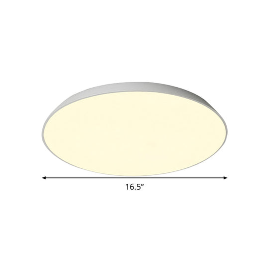 Contemporary Led Metallic Flush Mount Light - White Tray Ceiling Lamp For Bedroom (16.5/20.5/24.5