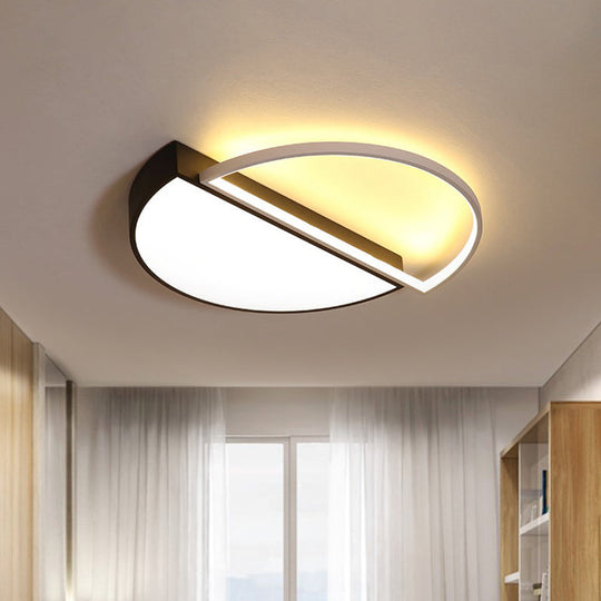 Modern Splicing Flush Mount Led Ceiling Light In Black/White With Dimming Control - 18’/21.5’ W