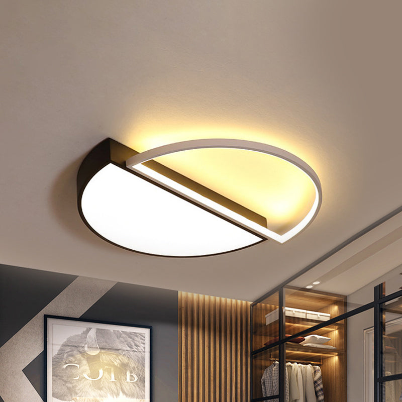 Modern Splicing Flush Mount Led Ceiling Light In Black/White With Dimming Control - 18’/21.5’ W