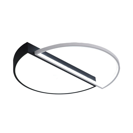 Modern Splicing Flush Mount Led Ceiling Light In Black/White With Dimming Control - 18/21.5 W