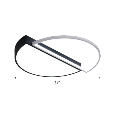 Modern Splicing Flush Mount Led Ceiling Light In Black/White With Dimming Control - 18/21.5 W