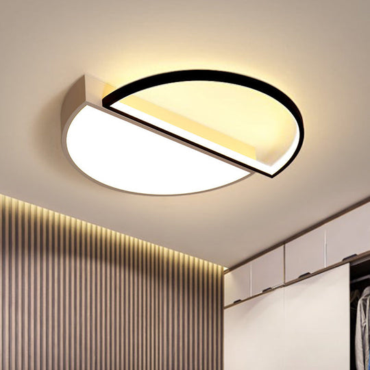 Modern Splicing Flush Mount Led Ceiling Light In Black/White With Dimming Control - 18/21.5 W White